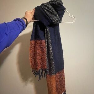 Color Block Scarf in Navy, Beige, and Rust